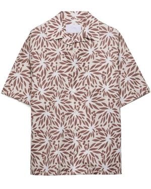 Prada Cotton-Silk Short-Sleeve Bowling Shirt - White