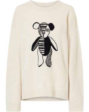 The Elder Statesman Teddy-Motif Jumper - White