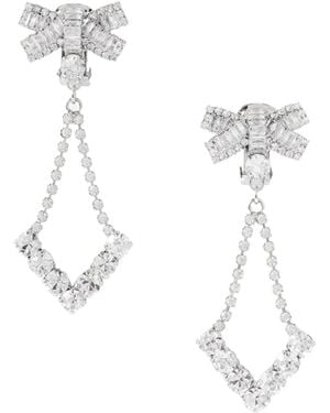 Alessandra Rich Tone Crystal Clip Earrings - White