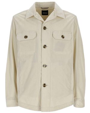 BOSS Cotton Shirt Jacket - Natural