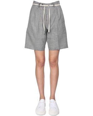 Aspesi Tie-Waist Flannel Bermuda Shorts - Grey
