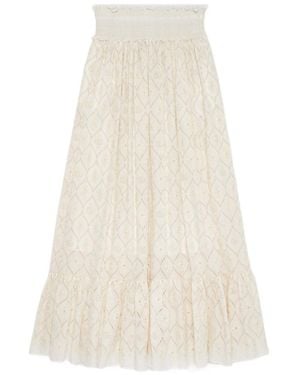 Gucci Broderie Anglaise Flared Hem Skirt - White