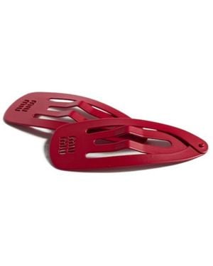 Miu Miu Metal Hair Clips - Red