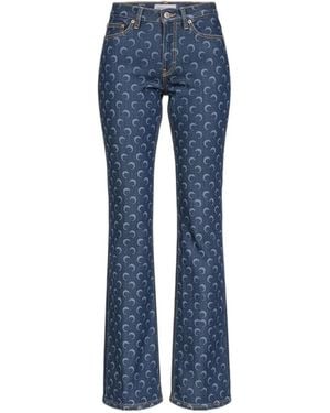 Marine Serre Moon Print Bootcut Jeans - Blue