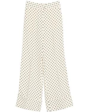 Valentino Polka Dot Printed Wide Leg Trousers - White