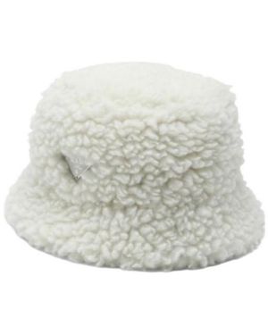 Prada Logo-Plaque Bucket Hat - White