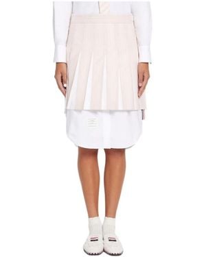 Thom Browne High-Low Hem Pleated Skirt - White