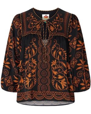 FARM Rio Cornely Ainika Printed Blouse - Brown
