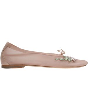 Simone Rocha Embellished Bow Detailed Flat Shoes - Brown