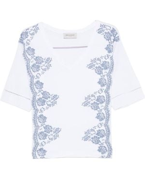 ERMANNO FIRENZE Floral-Print V-Neck T-Shirt - Blue