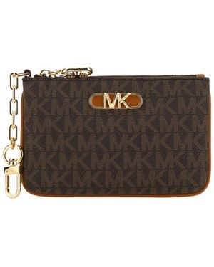 MICHAEL Michael Kors Logo-Plaque Zip-Up Leather Purse - Brown