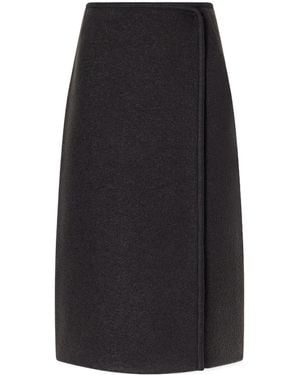 Rier Felted Wool-Fleece Midi Skirt - Black