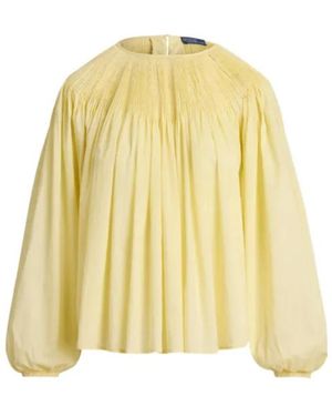 Polo Ralph Lauren Pleated Long-Sleeve Blouse - Yellow