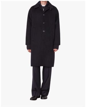 Officine Generale Single-Breasted Long Overcoat - Blue