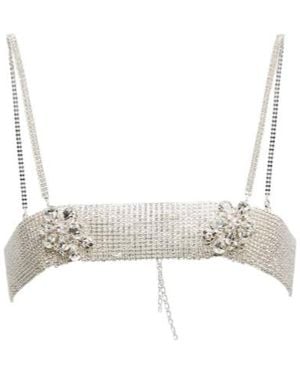 Magda Butrym Bandeau Crystal Jewellery Top - Natural