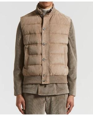Peserico Button Padded Vest - Brown