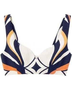 La DoubleJ Abstract-Print Sweetheart Top - Blue