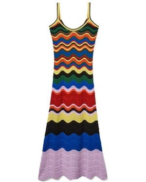 La DoubleJ Wave-Pattern Knitted Maxi Dress - White
