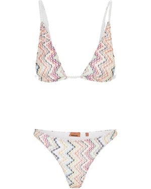 Missoni Shiny Herringbone Swimsuit - White