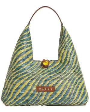 Marni Woven Top Handle Tote Bag - Green