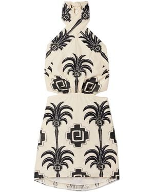 Johanna Ortiz Embroidered Cotton-Blend Voile Halterneck Mini Dress - White