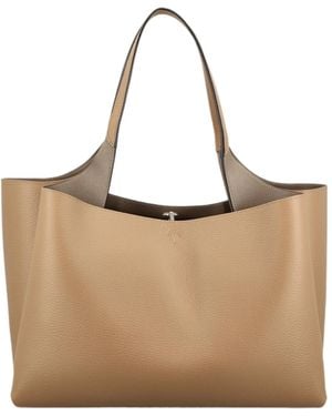 Tod's Medium Logo-Embossed Pebbled-Leather Shoulder Bag - Natural