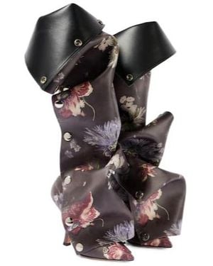 Y. Project Snap 100 Floral Leather Knee-High Boots - Multicolour