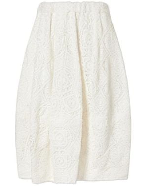 Comme des Garçons Pleated Crocheted Cotton Midi Skirt - White