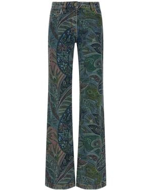 Etro Floral Printed Jeans - Green