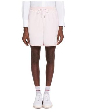 Thom Browne Drawstring Cotton Track Shorts - Pink