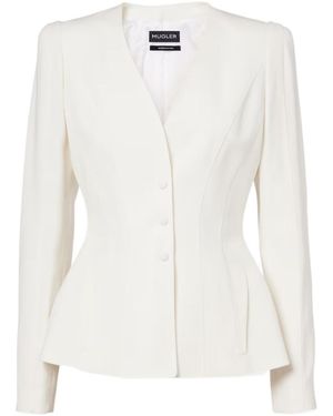 Mugler Single-Breasted Long Sleeve Suit Jacket - White