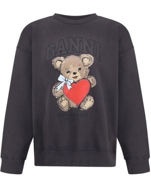 Ganni Bear-Printed Crewnecj Sweatshirt - Grey
