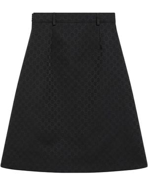 Gucci Gg Cotton Blend Midi Skirt - Black