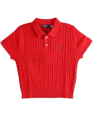 Polo Ralph Lauren Short-Sleeved Knitted Polo Shirt - Red
