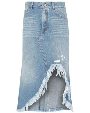 Chloé Asymmetric Denim Midi Skirt - Blue