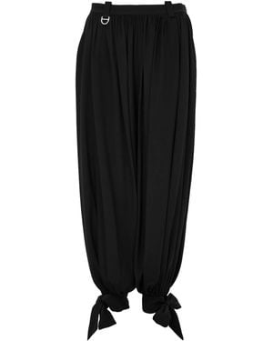 Chloé Flowy Pleated Crepe Chine Pants - Black