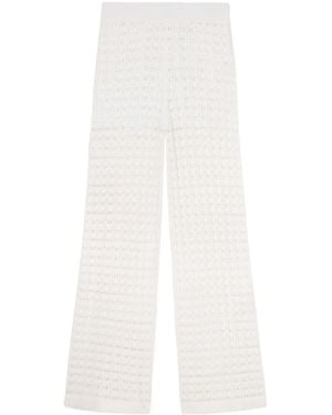 arch4 Ray Crocheted Cotton Straight-Leg Pants - White