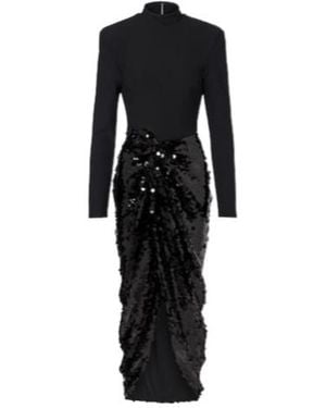 ROTATE BIRGER CHRISTENSEN Gathered Sequined Midi Dress - Black