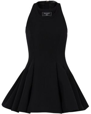 Balmain Virgin Wool Mini Dress - Black