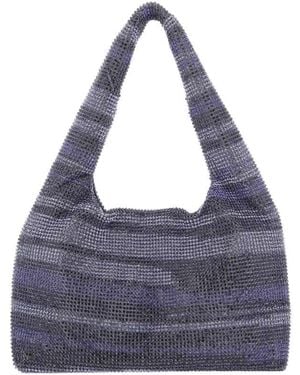 Kara Embellished Top Handle Bag - Blue