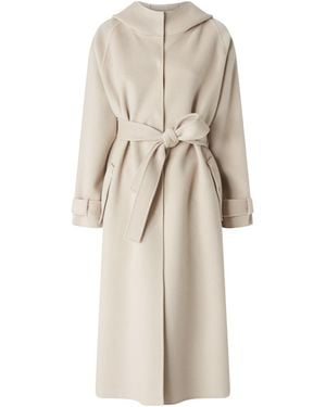 Pinko Belted Hooded Coat - Natural