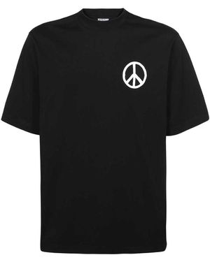 Marcelo Burlon County Of Milan Crewneck Peace-Logo T-Shirt - Black
