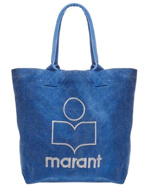 Isabel Marant Logo Printed Open-Top Tote Bag - Blue