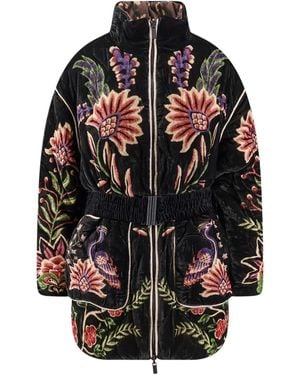 FARM Rio Floral-Embroidered Jacket - Black
