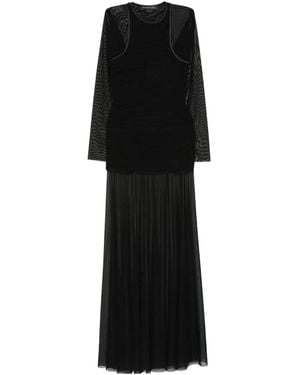 FEDERICO CINA Sheer Layered Long Dress - Black