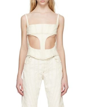 Mugler Front Hollowed-Out Detail Vest - Natural