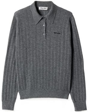 Miu Miu Cashmere Polo Sweater - Gray