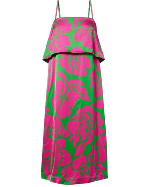 Dries Van Noten Floral Satin Midi Dress - Pink
