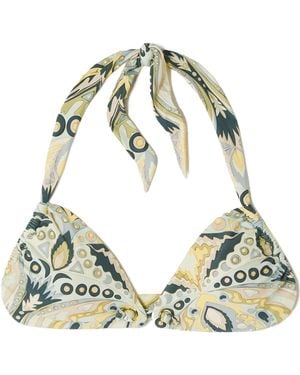 Cult Gaia Avis Printed Halter Bikini Top - Green