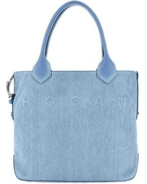 Hogan Medium Script Shopping Bag - Blue